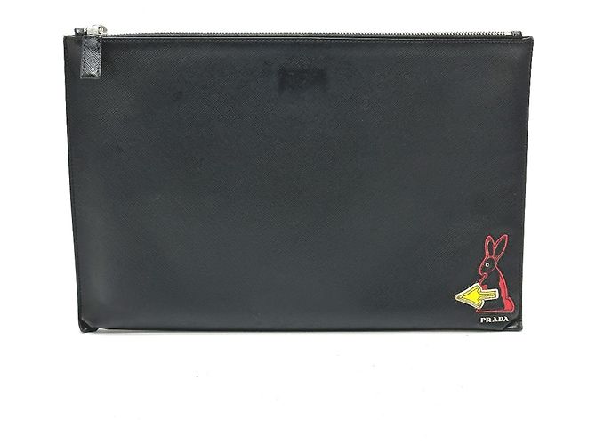 Prada Black Leather Clutch Bag
