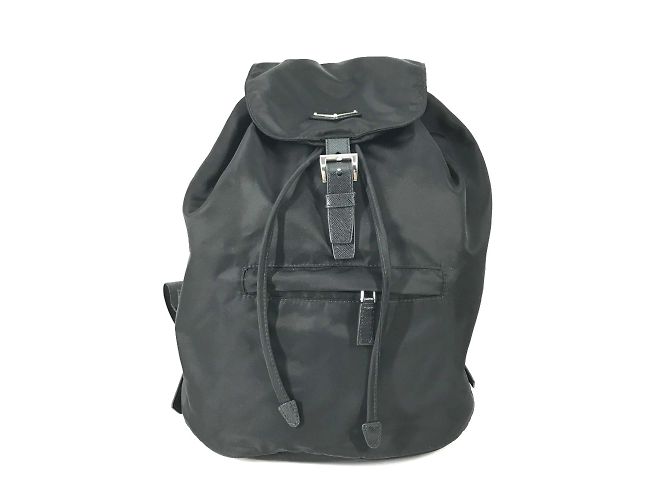 Prada 1BZ032 Logo Plate Backpack Black