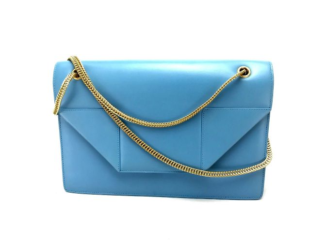 Borsa a spalla in pelle blu Saint Laurent