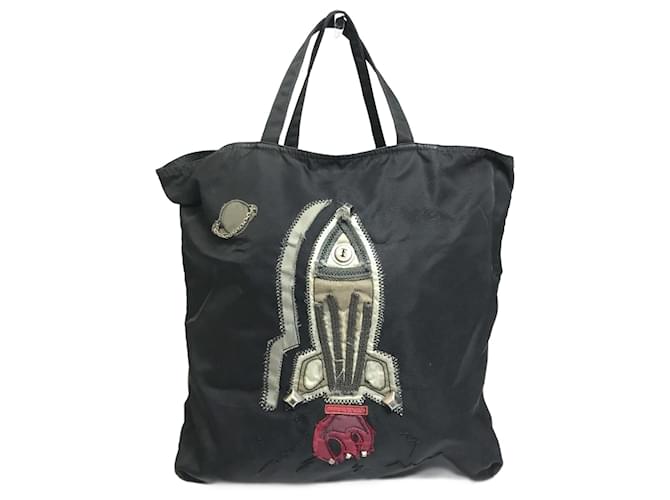 Borsa tote in tessuto nero Prada Tela  ref.1454235