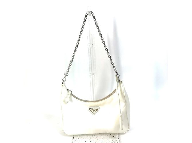 Bolso de hombro de tela blanca Prada con pouch Blanco
