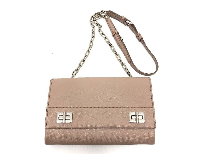 Bolsa de ombro de couro bege Prada BT955X