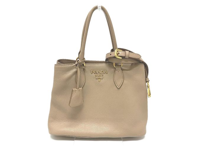 Bolsa de couro bege Prada 1BA058
