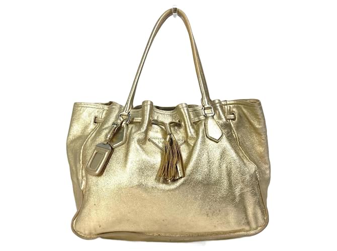 Borsa tote in pelle dorata Prada D'oro  ref.1454249