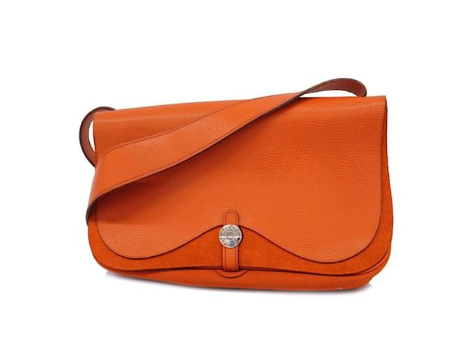 Hermès Hermes Colorado MM Shoulder Bag Orange Leather Cloth  ref.1454322