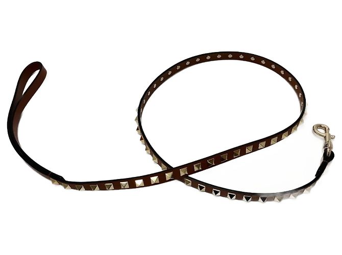 Coleira Valentino Pets em marrom com hardware dourado