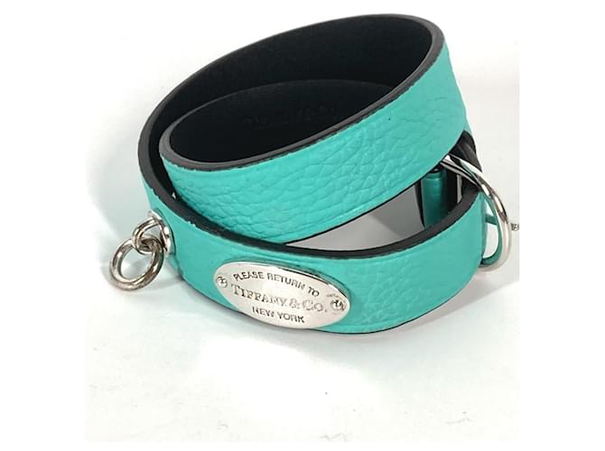 Pulseira dupla de couro azul Tiffany & Co.  ref.1454379