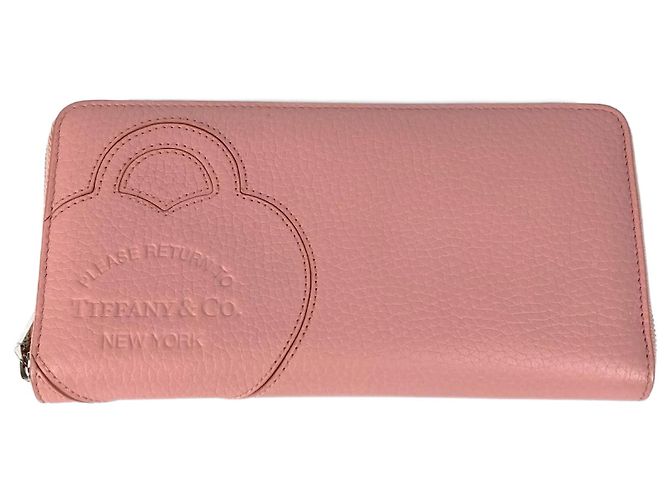 Cartera larga de cuero rosa Tiffany & Co.