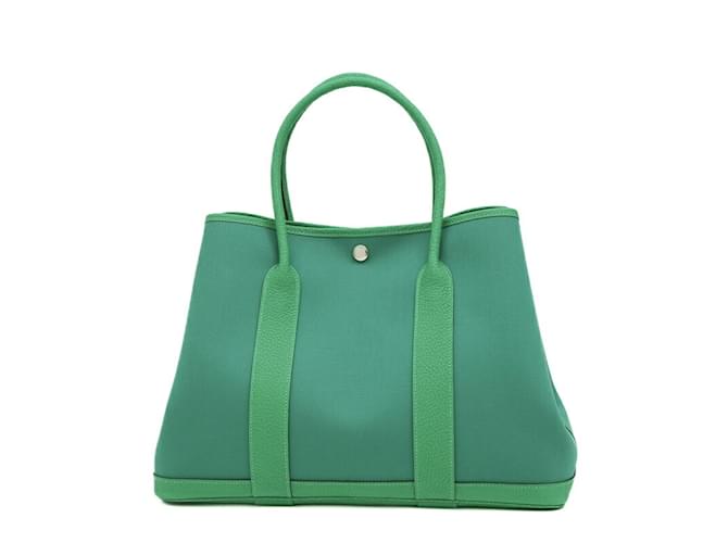 Hermès Hermes Garden PM Handtasche in Mintgrün Leder Tuch  ref.1454457