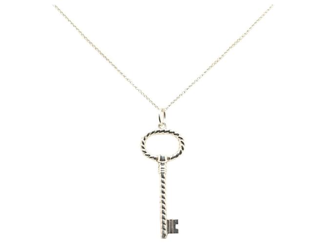 Tiffany & Co Tiffany Twist Oval Key Necklace Silvery Silver  ref.1454521