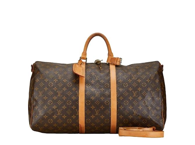 Louis Vuitton Monogram Keepall Bandoulière 55 Braun Leder 