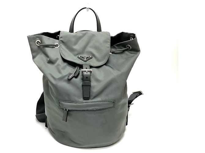 Prada Gray Leather Backpack Brown
