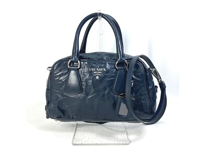 Bolsa Duffle Mini Prada Azul marinho Couro  ref.1454859