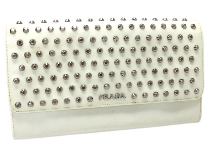 Prada White Leather Long Wallet