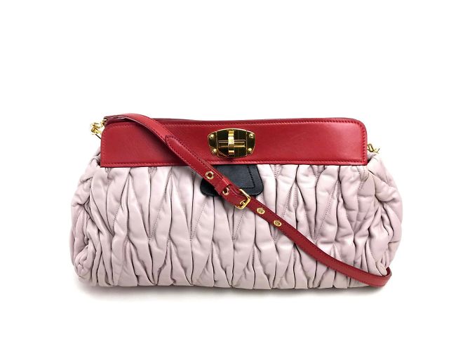 Bolsa de couro rosa Miu Miu
