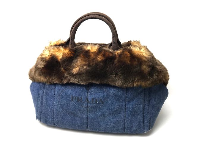 Borsa Tote Prada BN2182 in denim blu
