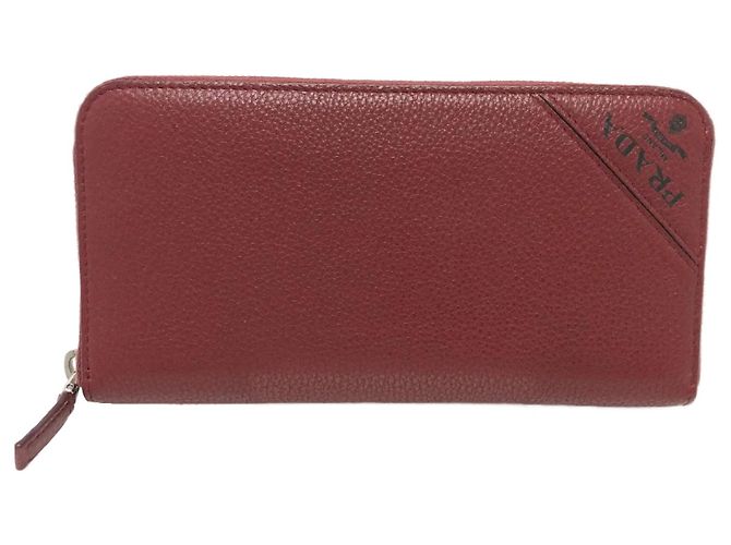 Prada Red Leather Long Wallet