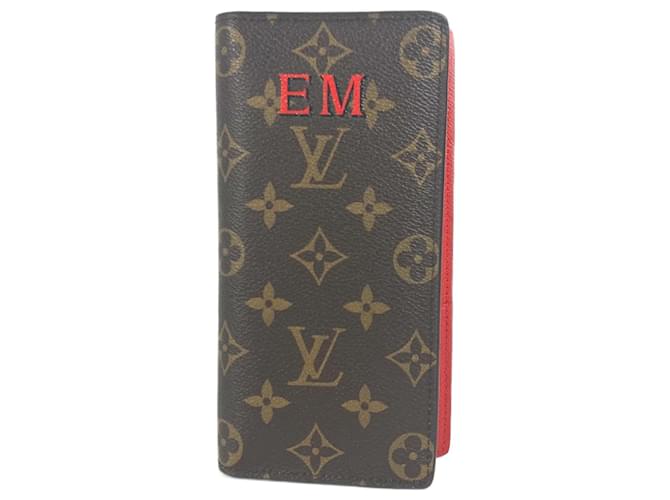 Portefeuille long plié à deux volets Monogram Louis Vuitton en rouge Coklico  ref.1454910