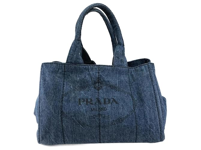 Tote Borsa Canapa Prada B1877B Blu Giovanni  ref.1454931