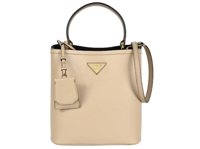 Prada Saffiano Panier Handbag in Pink Beige Leather  ref.1455062