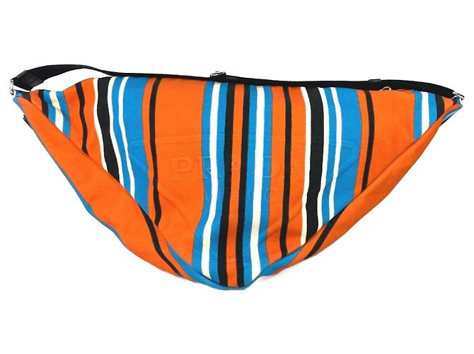 Prada 2VY007 Stripe Shoulder Bag Orange