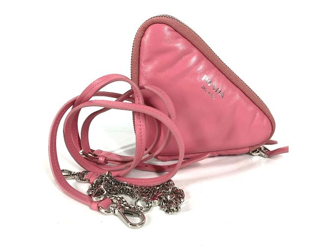 Bolsa de ombro de couro rosa Prada