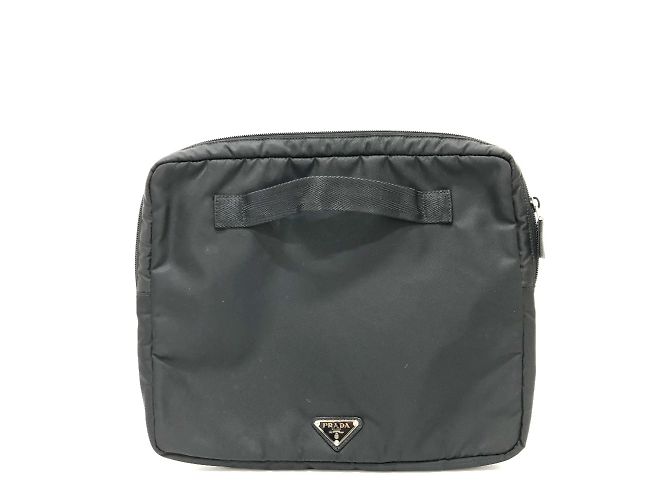 Clutch in tessuto nero Prada