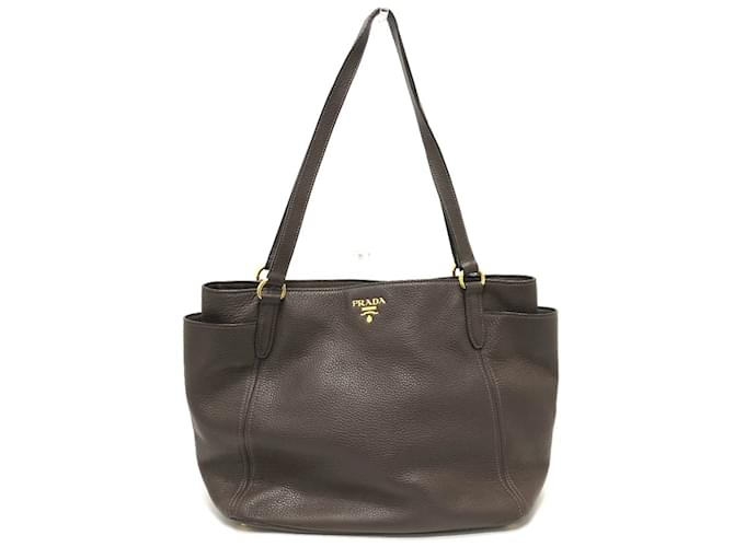 Tote Sac fourre-tout en cuir marron Prada  ref.1455132