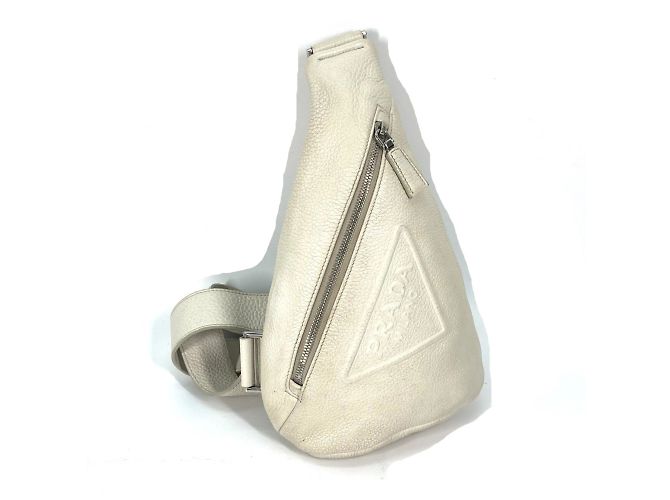 Prada 2VZ098 Triangle Logo Shoulder Bag White