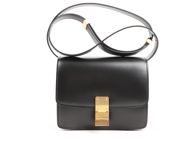 Celine CELINE Classic Box Small Leather Shoulder Bag in Black ref.1455301 Joli Closet