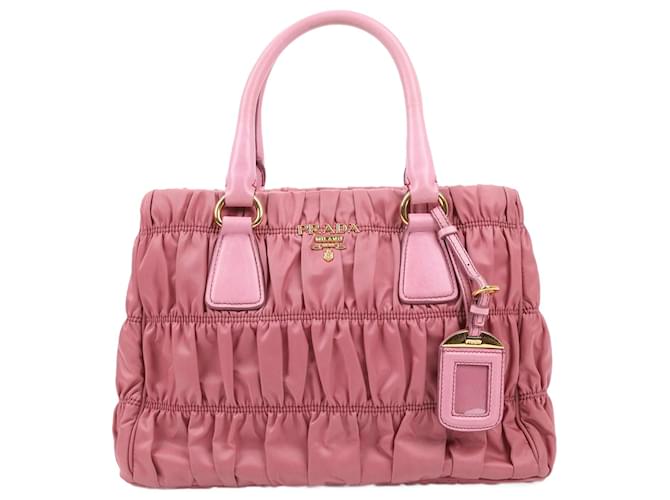 Prada Nappa-Trimmed Tessuto Gauffle Handbag in Pink Leather  ref.1455305