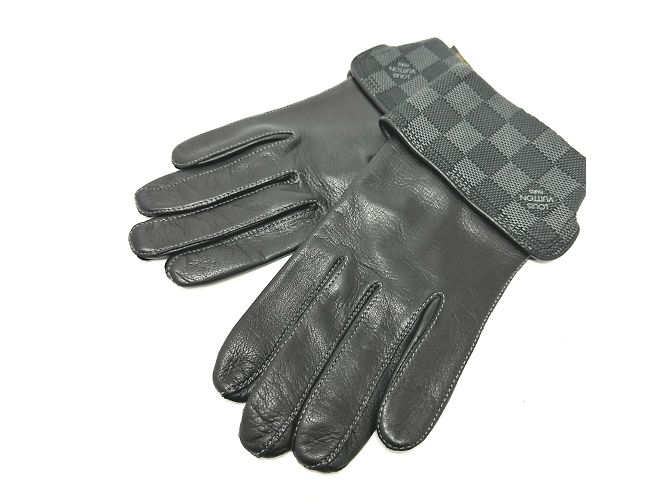 Damier Graphite Handschuhe M58327 von Louis Vuitton Schwarz