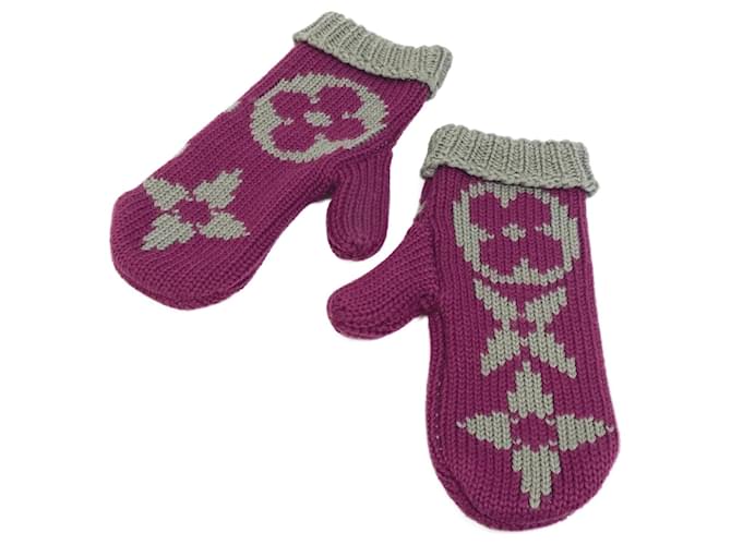 Gants en tricot Monogram M72766 de Louis Vuitton Laine Violet  ref.1455864