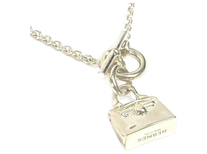 Hermès Hermes Kelly Pendant Silver Necklace Silvery  ref.1455906