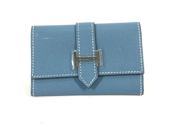 Hermès Porte-cartes en cuir bleu Hermes  ref.1456018