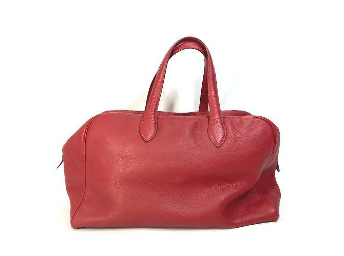 Duffle Hermès Bolsa Boston de couro vermelho Hermes