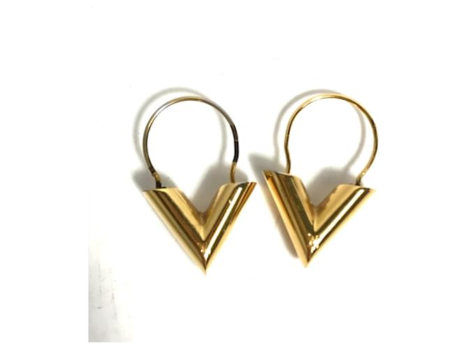 Louis Vuitton Gold V Logo Stud Earrings Golden  ref.1456479