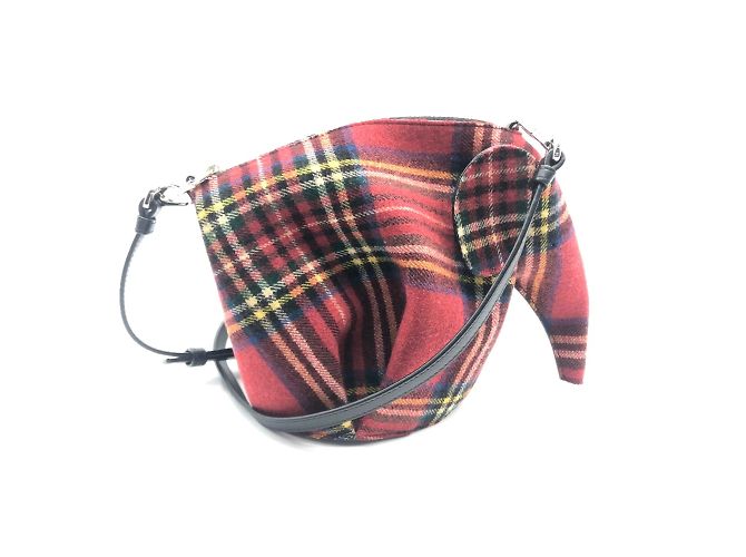 Loewe 118.50.M93 Check Pattern Shoulder Bag Red