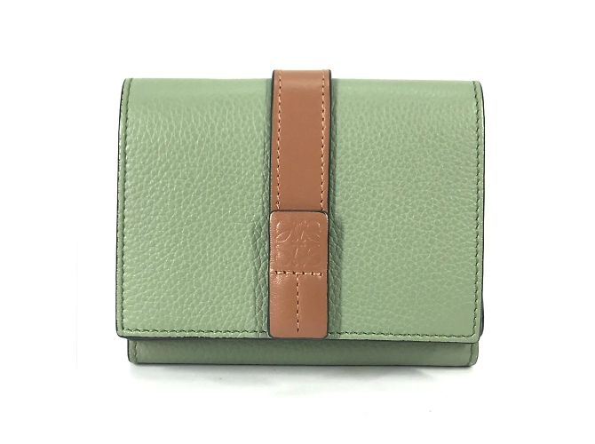 Loewe Anagram Compact Trifold Wallet Green