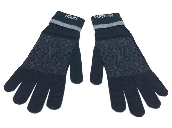 Luvas de lã pretas Louis Vuitton Preto