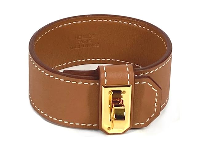 Hermès Hermes Gold Leather Bangle Bracelet Golden  ref.1456864