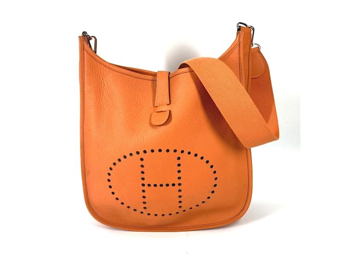 Hermès Hermes Punching H Logo Shoulder Bag Orange Leather  ref.1456865