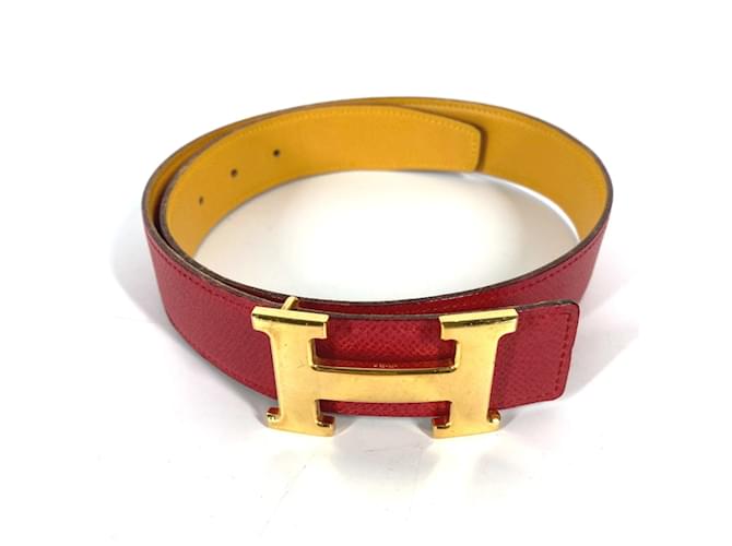 Hermès Cinto Constance reversível Hermes Vermelho Couro  ref.1456996