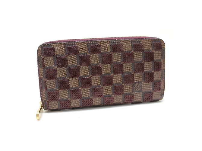 Louis Vuitton Damier-Paillette Zip Around Long Wallet Brown