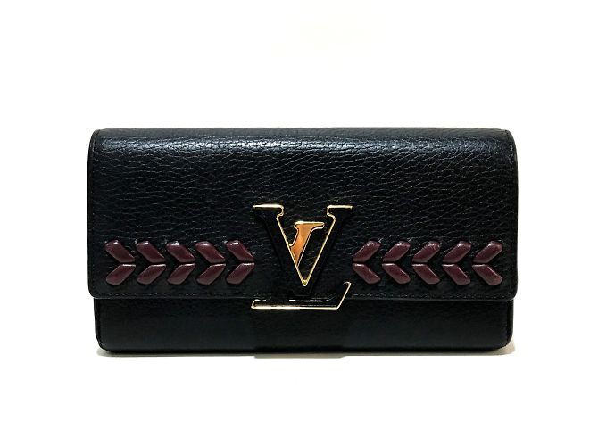 Louis Vuitton Taurillon Clemence Geldbörse im Bi-Fold-Format Schwarz