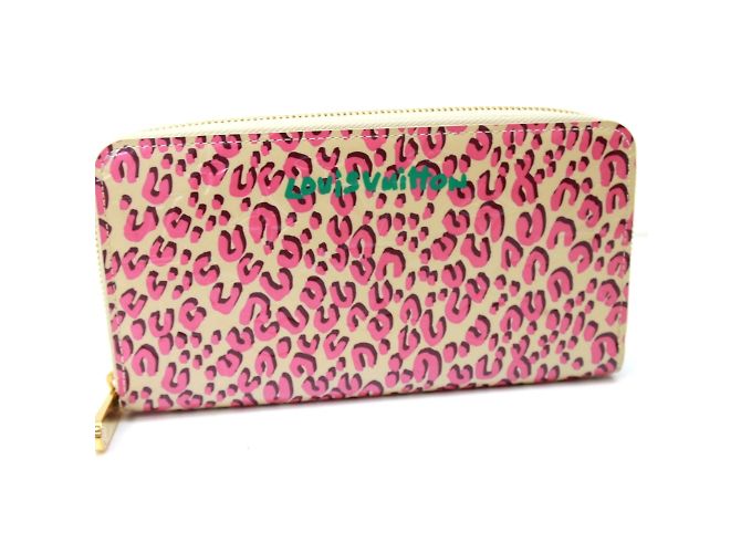 Louis Vuitton Vernis Leopard Zip Around Long Wallet Pink