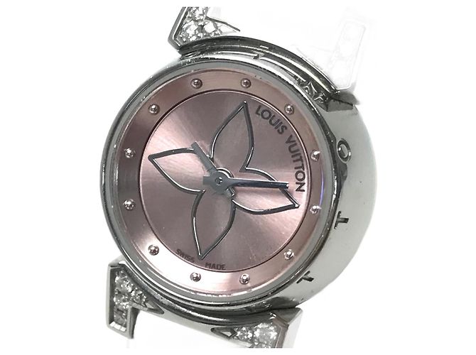 Relógio de pulso de quartzo com diamantes Louis Vuitton Q151P Rosa