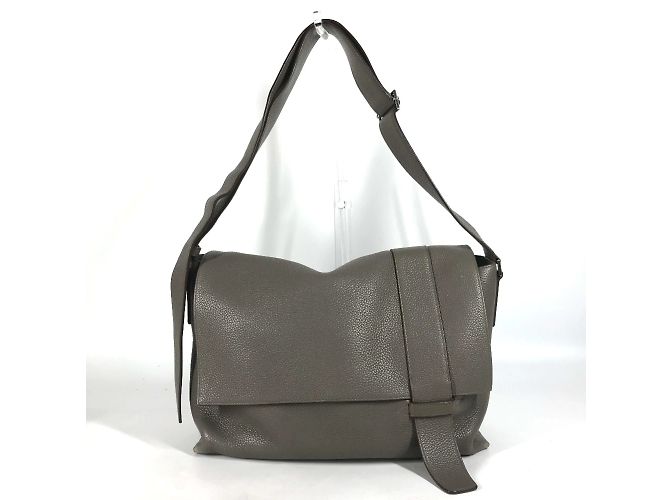 Hermès Hermes Gray Leather Shoulder Bag Brown
