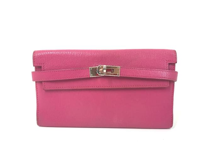 Hermès Lange Geldbörse aus rosa Leder von Hermes Pink  ref.1457124