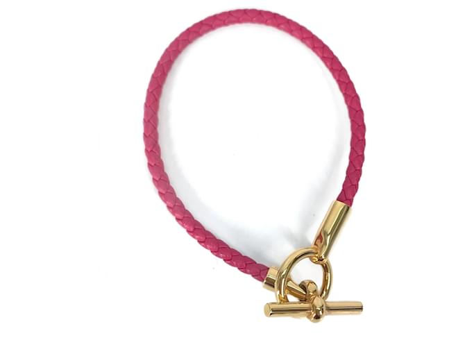 Hermès Hermes Braid Accessories Bracelet Pink Leather  ref.1457143